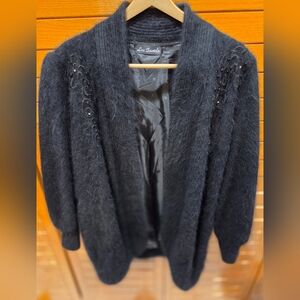 Women's BEAUTIFUL SOFT Lee Sands Angora Black Sweater Coat